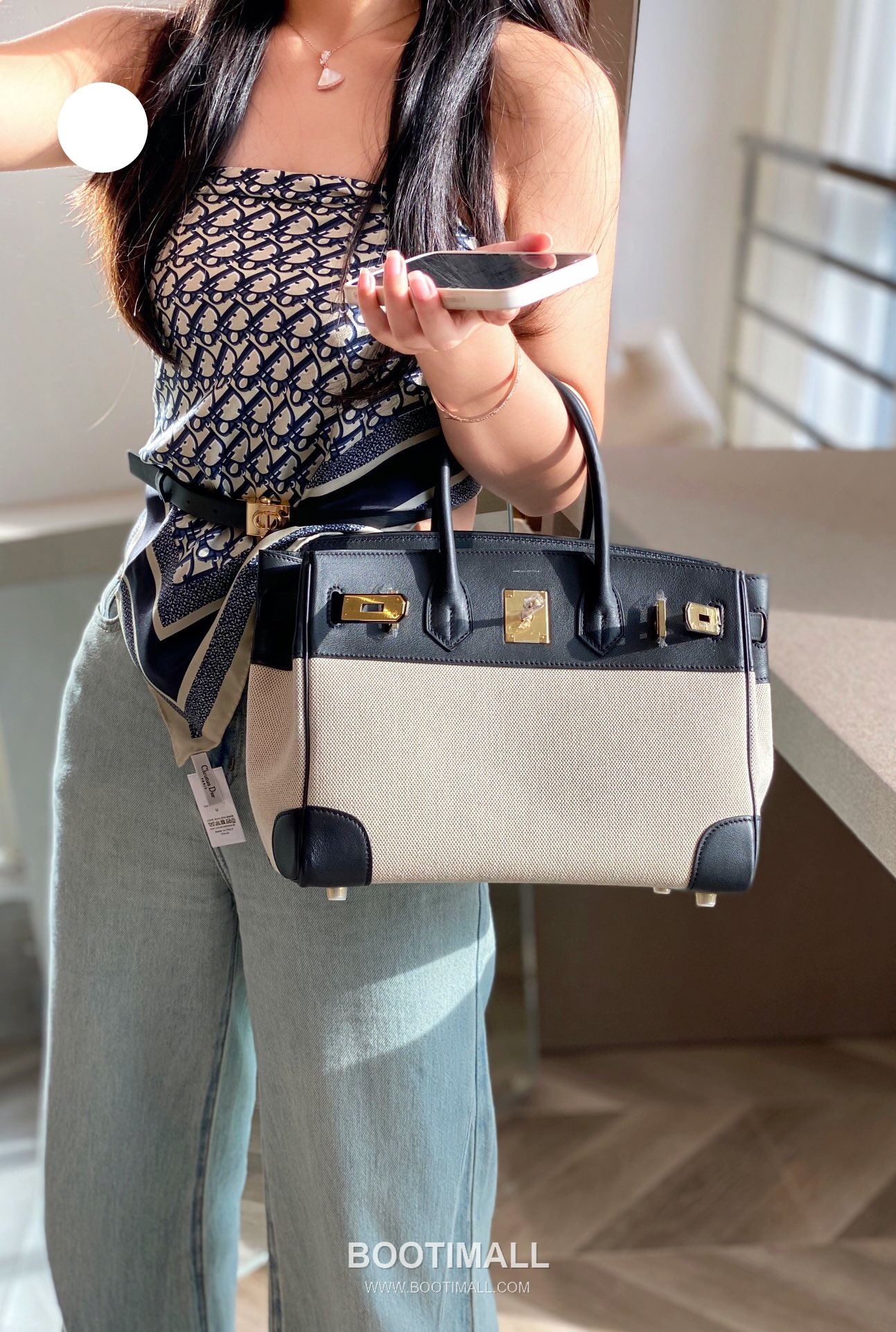 Hermes Birkin 30 Swift Leather Canvas Tote Bag with Flap Lock Detail 에르메스 버킨 30 스위프트 레더 캔버스 토트백 플랩락 12105018 30cm 5