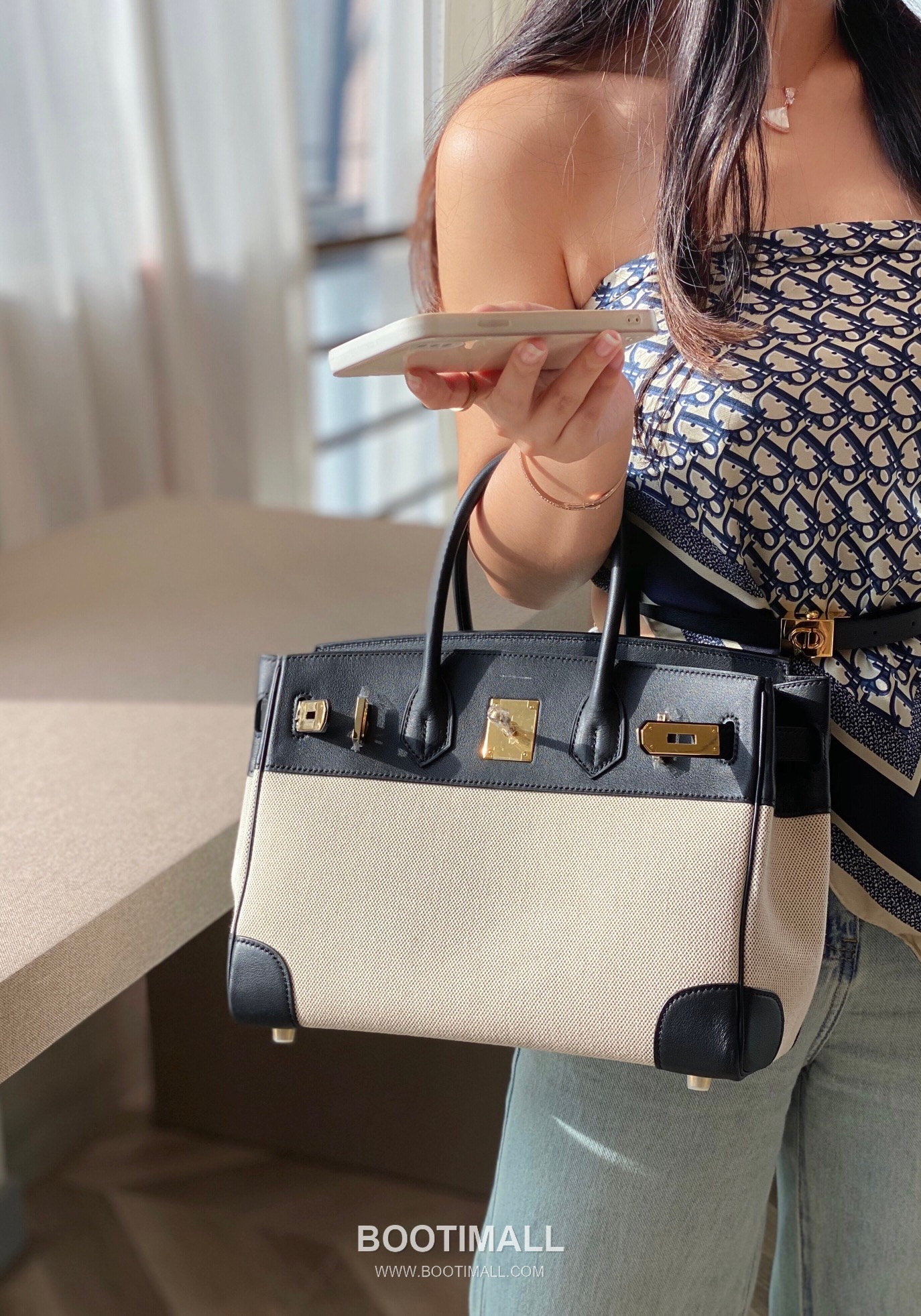 Hermes Birkin 30 Swift Leather Canvas Tote Bag with Flap Lock Detail 에르메스 버킨 30 스위프트 레더 캔버스 토트백 플랩락 12105018 30cm 6