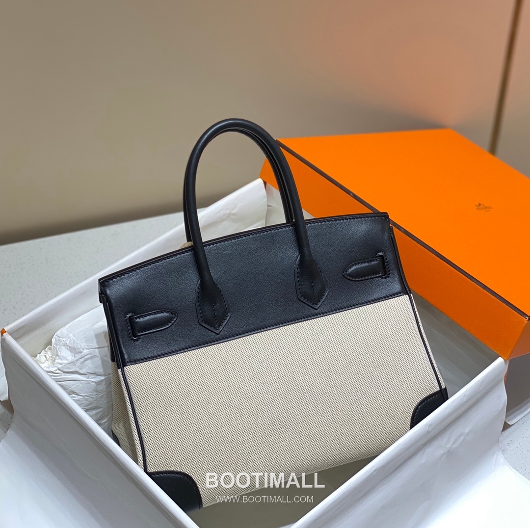 Hermes Birkin 30 Swift Leather Canvas Tote Bag with Flap Lock Detail 에르메스 버킨 30 스위프트 레더 캔버스 토트백 플랩락 12105018 30cm 11