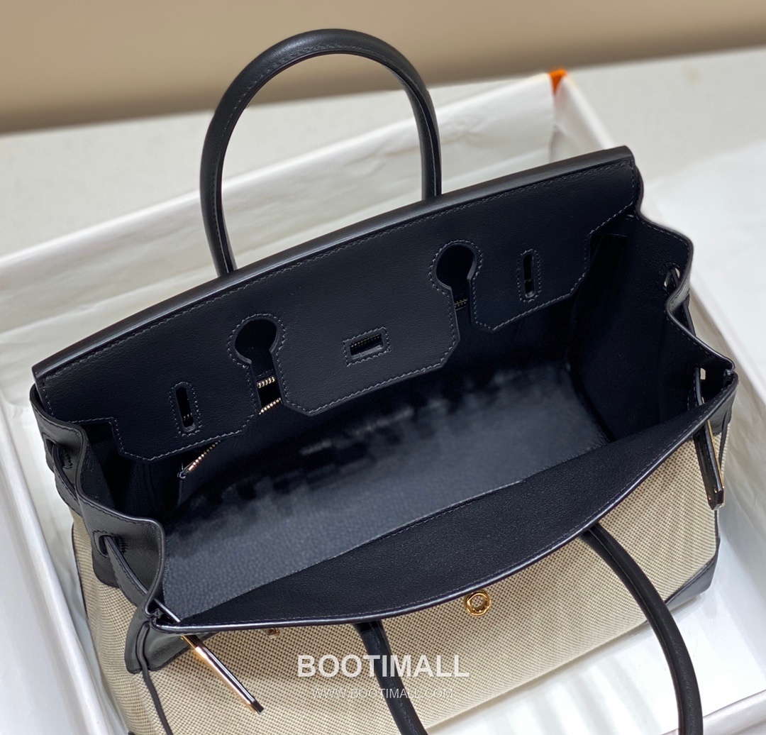 Hermes Birkin 30 Swift Leather Canvas Tote Bag with Flap Lock Detail 에르메스 버킨 30 스위프트 레더 캔버스 토트백 플랩락 12105018 30cm 18