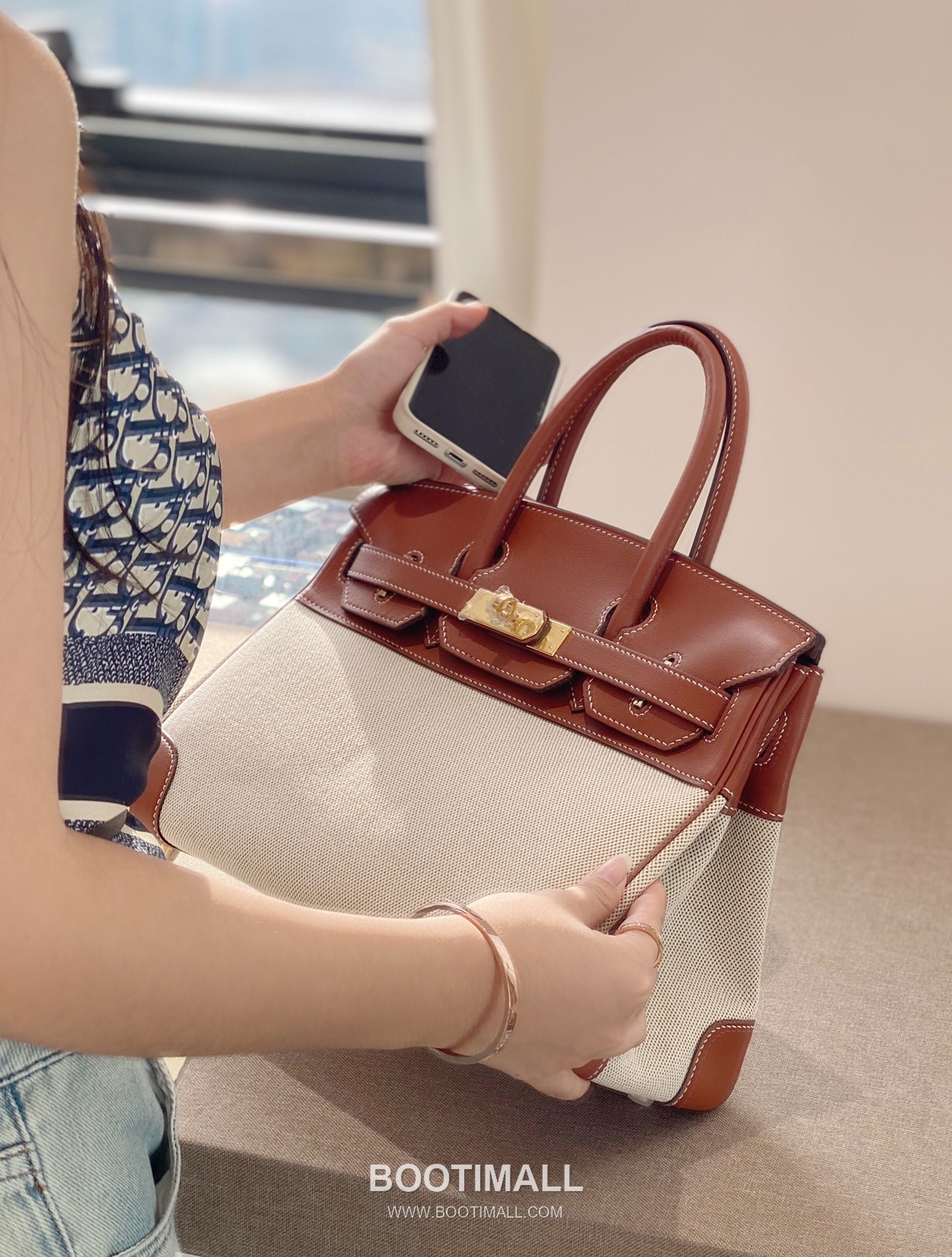 Hermes Birkin 30 Swift Leather Canvas Tote Bag with Flap Lock Detail 에르메스 버킨 30 스위프트 레더 캔버스 토트백 플랩락 12105018 30cm 1