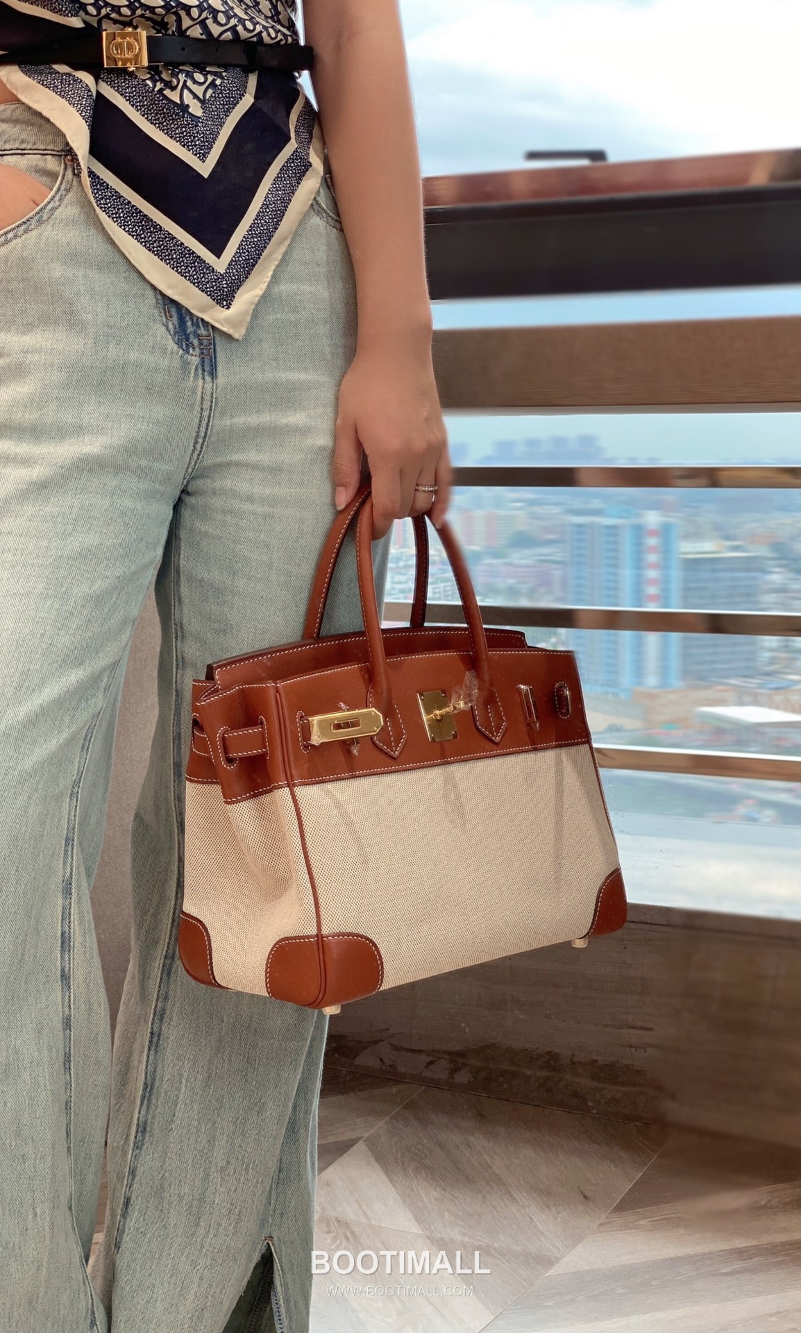 Hermes Birkin 30 Swift Leather Canvas Tote Bag with Flap Lock Detail 에르메스 버킨 30 스위프트 레더 캔버스 토트백 플랩락 12105018 30cm 5