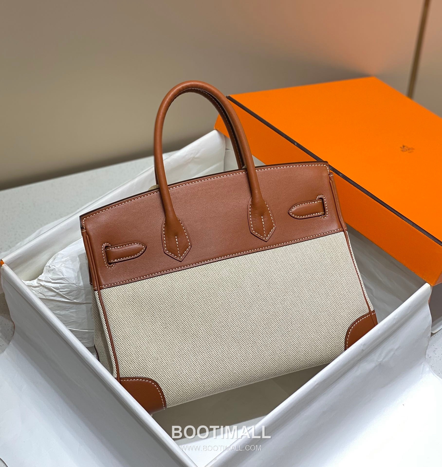 Hermes Birkin 30 Swift Leather Canvas Tote Bag with Flap Lock Detail 에르메스 버킨 30 스위프트 레더 캔버스 토트백 플랩락 12105018 30cm 11
