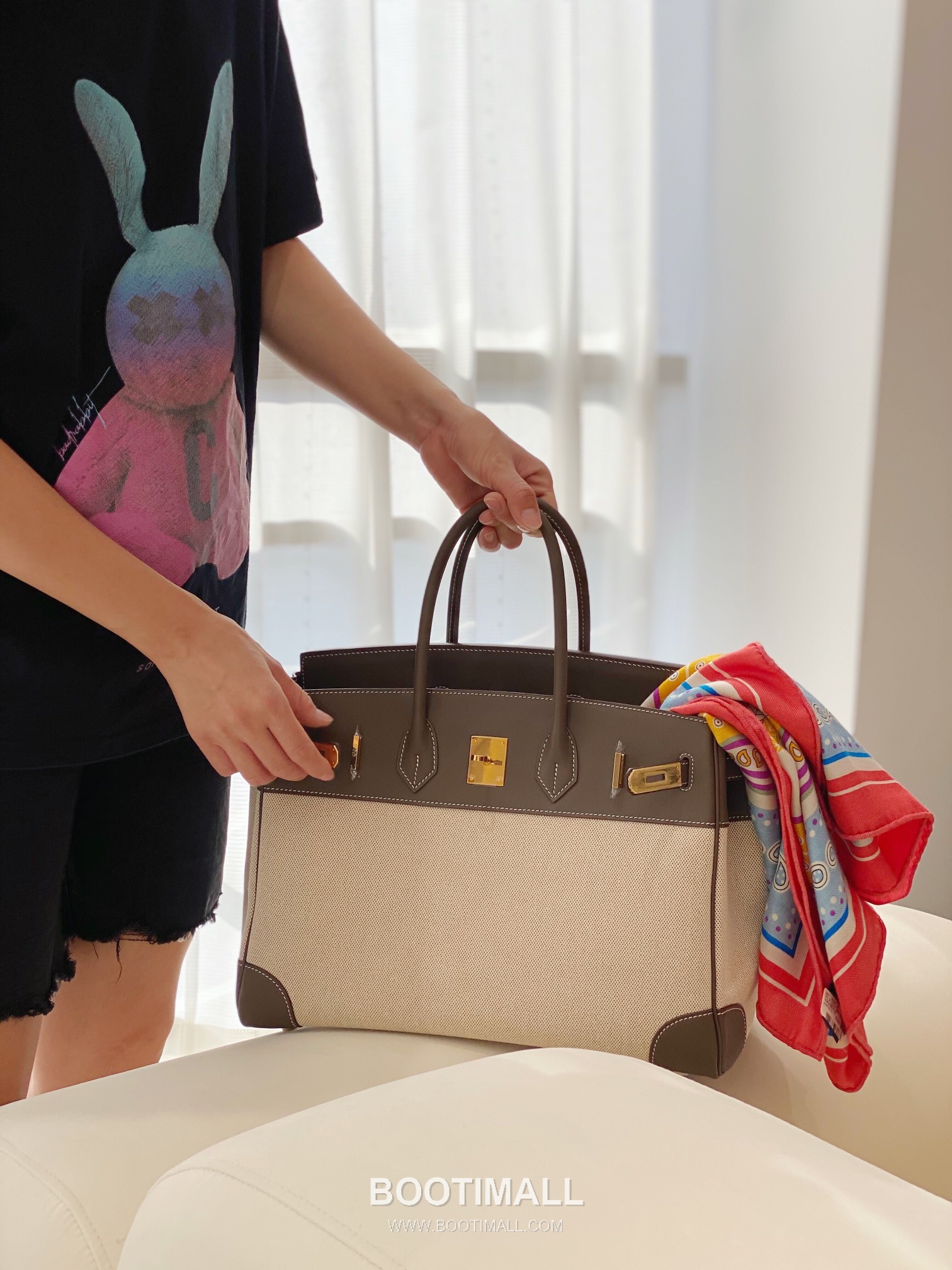 Hermes Birkin 35 Swift Leather Canvas Tote Bag with Flap Lock Detail 에르메스 버킨 35 스위프트 레더 캔버스 토트백 플랩락 12110013 35cm 4