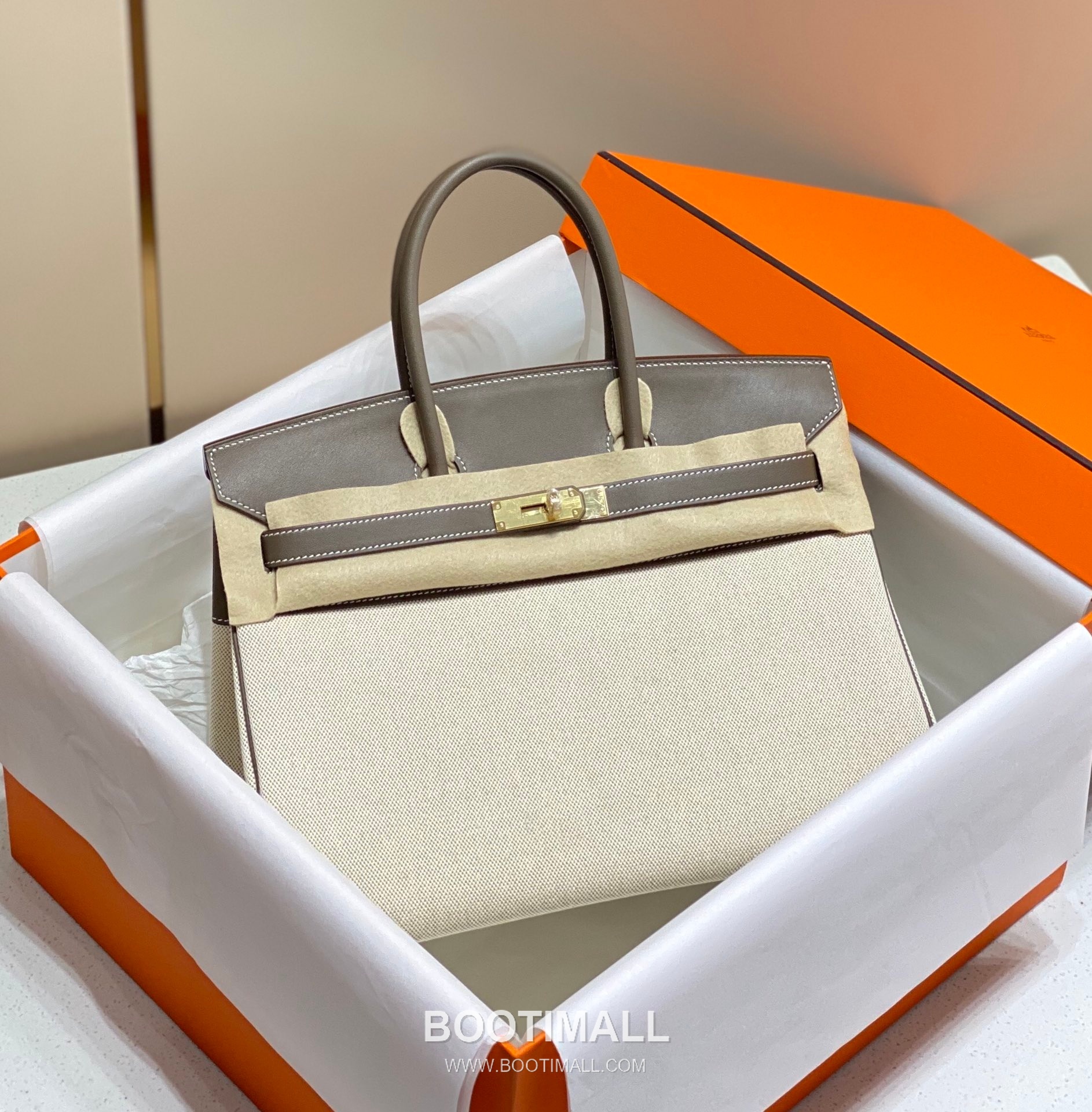 Hermes Birkin 35 Swift Leather Canvas Tote Bag with Flap Lock Detail 에르메스 버킨 35 스위프트 레더 캔버스 토트백 플랩락 12110013 35cm 8