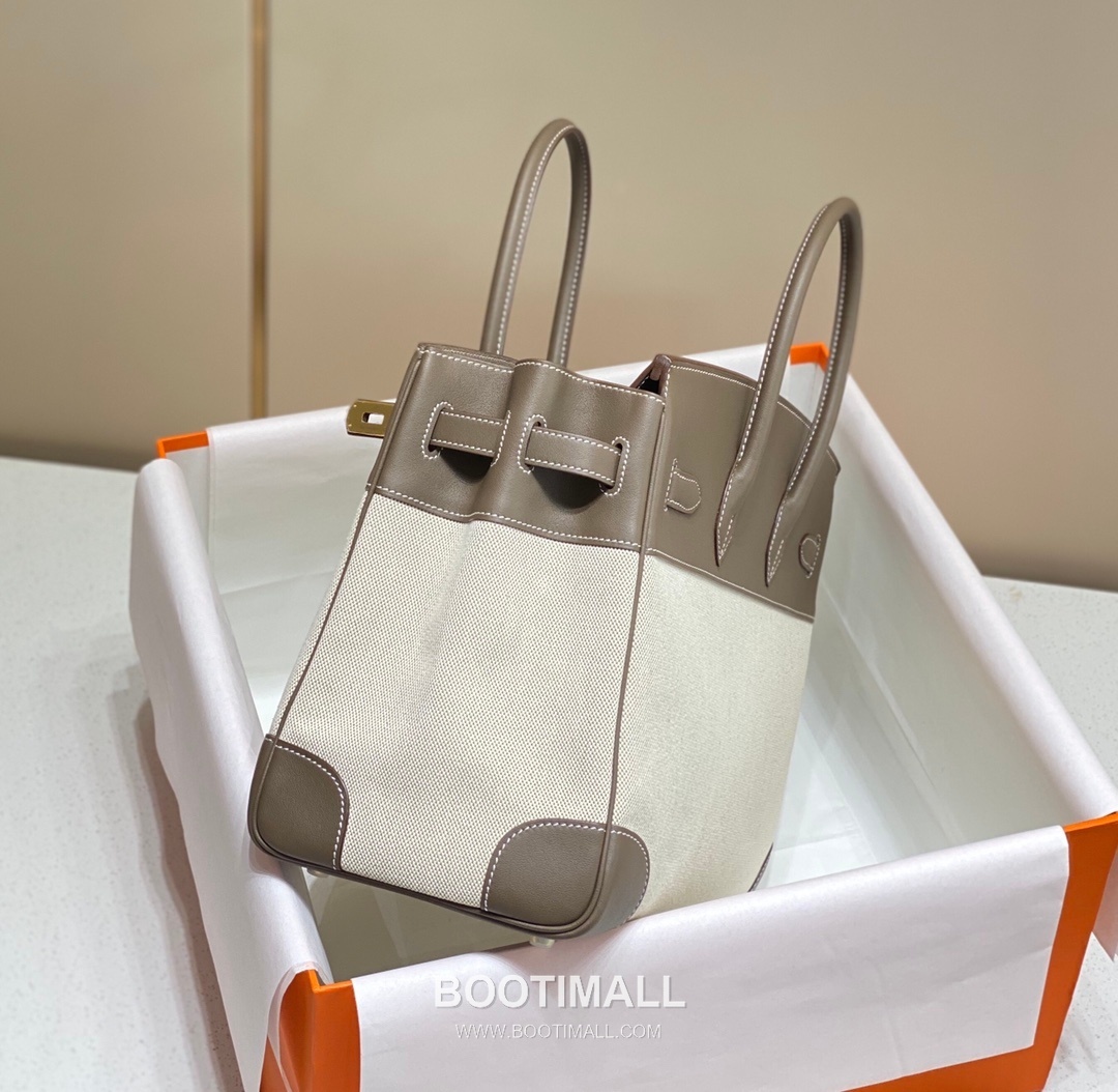 Hermes Birkin 35 Swift Leather Canvas Tote Bag with Flap Lock Detail 에르메스 버킨 35 스위프트 레더 캔버스 토트백 플랩락 12110013 35cm 11