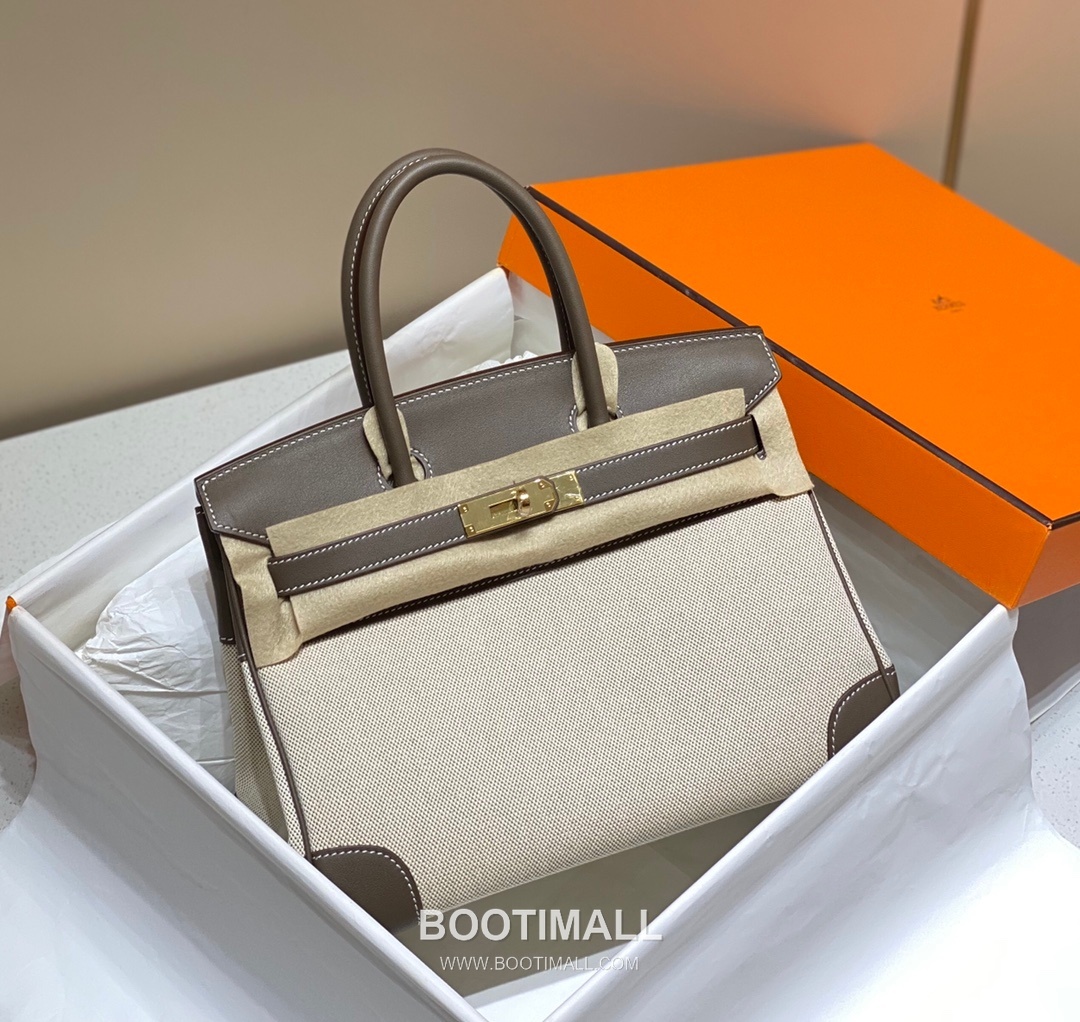 Hermes Birkin 30 Swift Leather Canvas Tote Bag with Flap Lock Detail 에르메스 버킨 30 스위프트 레더 캔버스 토트백 플랩락 12105018 30cm 8