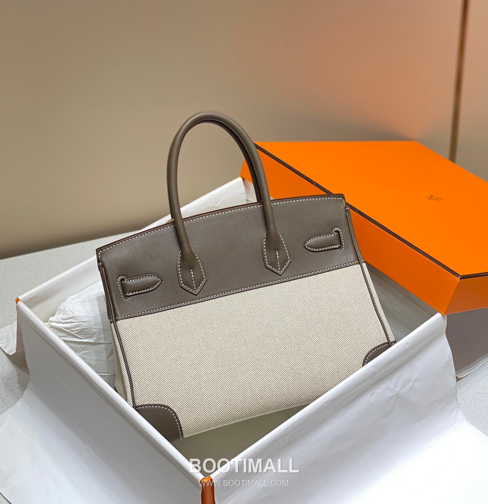 Hermes Birkin 30 Swift Leather Canvas Tote Bag with Flap Lock Detail 에르메스 버킨 30 스위프트 레더 캔버스 토트백 플랩락 12105018 30cm 9