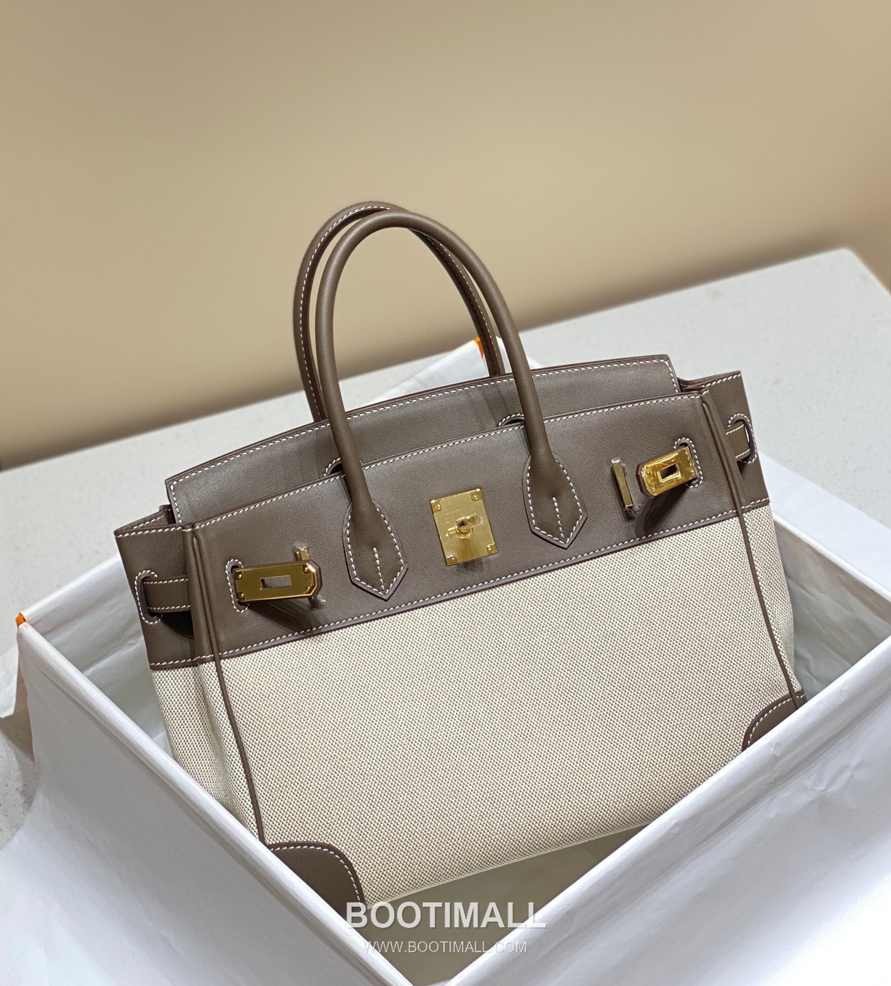Hermes Birkin 30 Swift Leather Canvas Tote Bag with Flap Lock Detail 에르메스 버킨 30 스위프트 레더 캔버스 토트백 플랩락 12105018 30cm 10