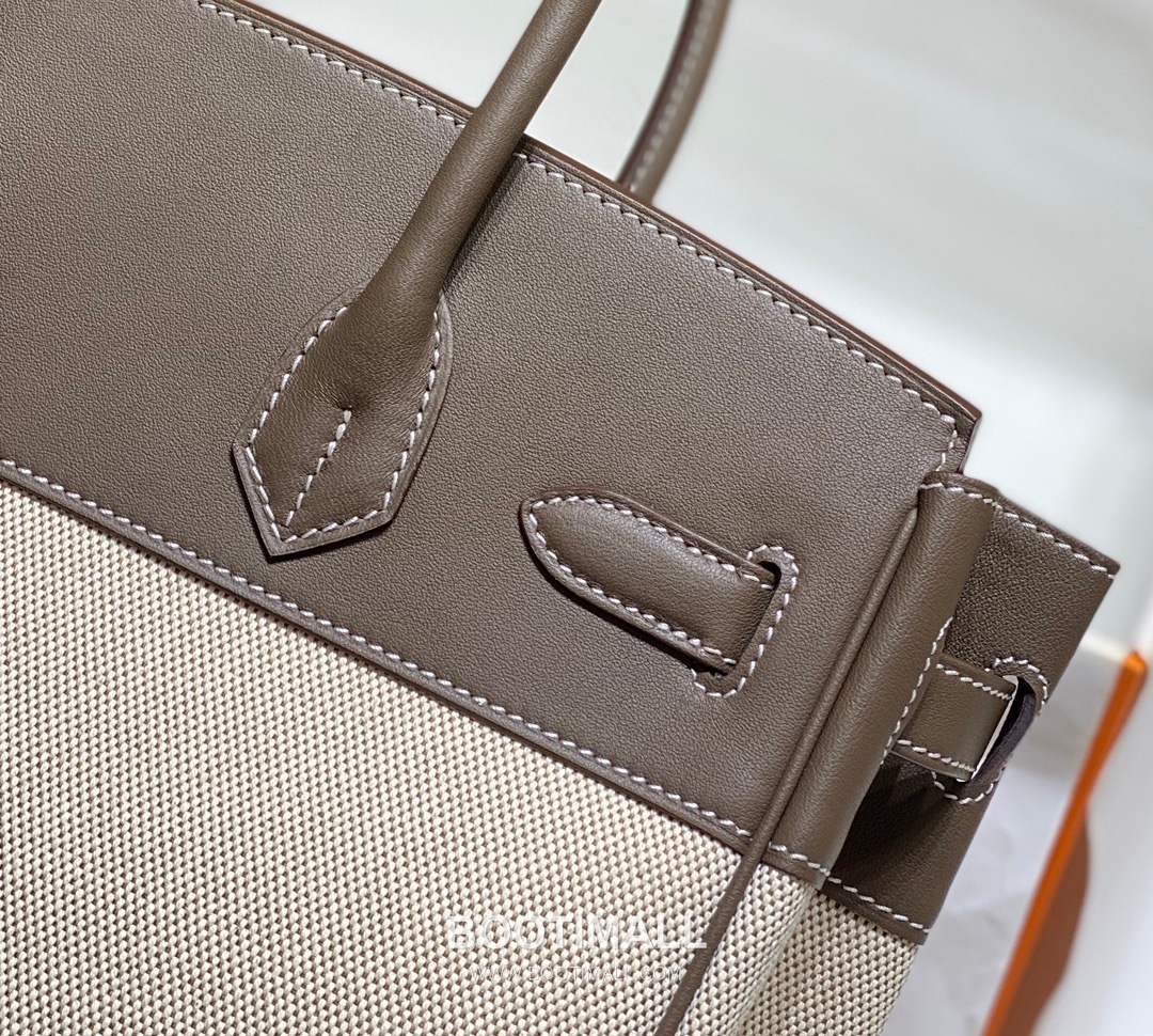 Hermes Birkin 30 Swift Leather Canvas Tote Bag with Flap Lock Detail 에르메스 버킨 30 스위프트 레더 캔버스 토트백 플랩락 12105018 30cm 11