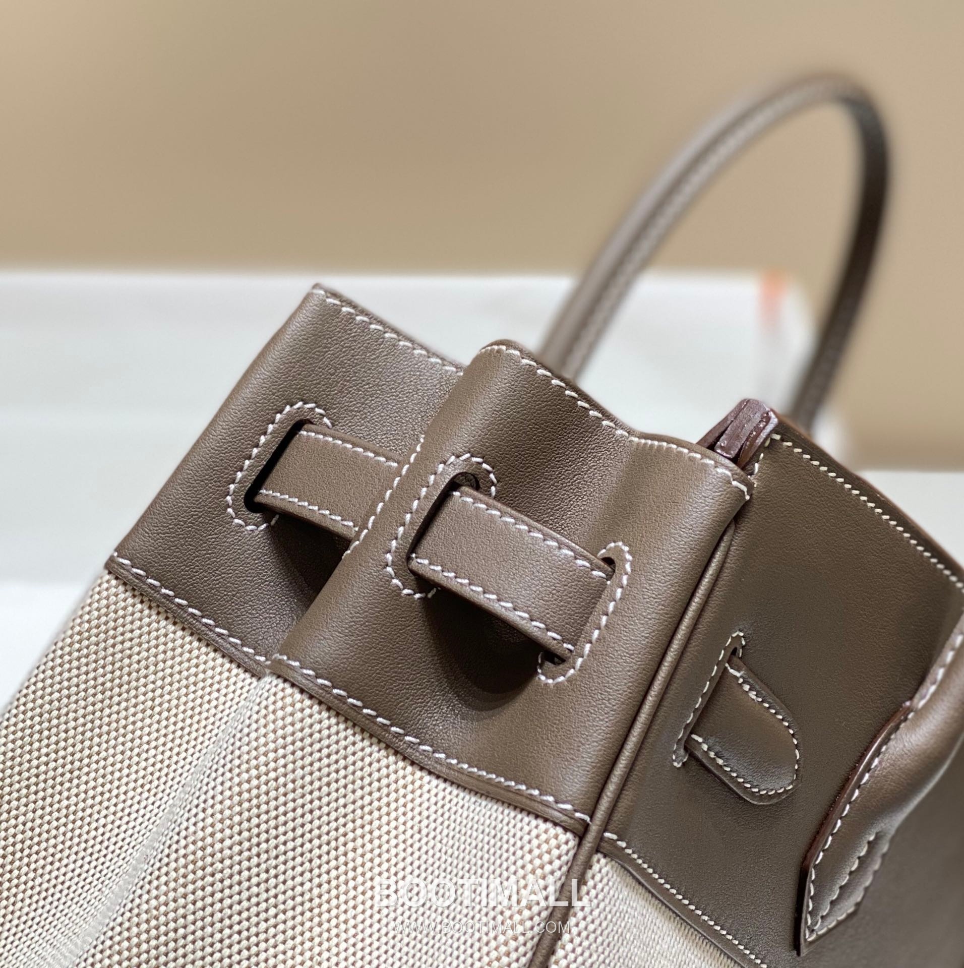 Hermes Birkin 30 Swift Leather Canvas Tote Bag with Flap Lock Detail 에르메스 버킨 30 스위프트 레더 캔버스 토트백 플랩락 12105018 30cm 12