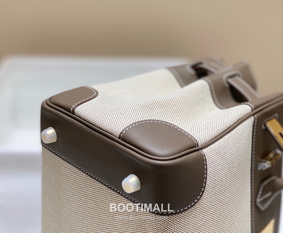 Hermes Birkin 30 Swift Leather Canvas Tote Bag with Flap Lock Detail 에르메스 버킨 30 스위프트 레더 캔버스 토트백 플랩락 12105018 30cm 13