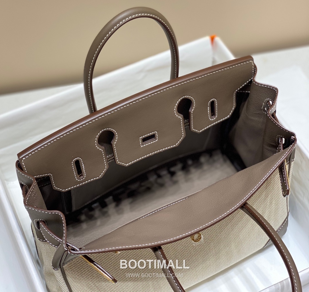 Hermes Birkin 30 Swift Leather Canvas Tote Bag with Flap Lock Detail 에르메스 버킨 30 스위프트 레더 캔버스 토트백 플랩락 12105018 30cm 16