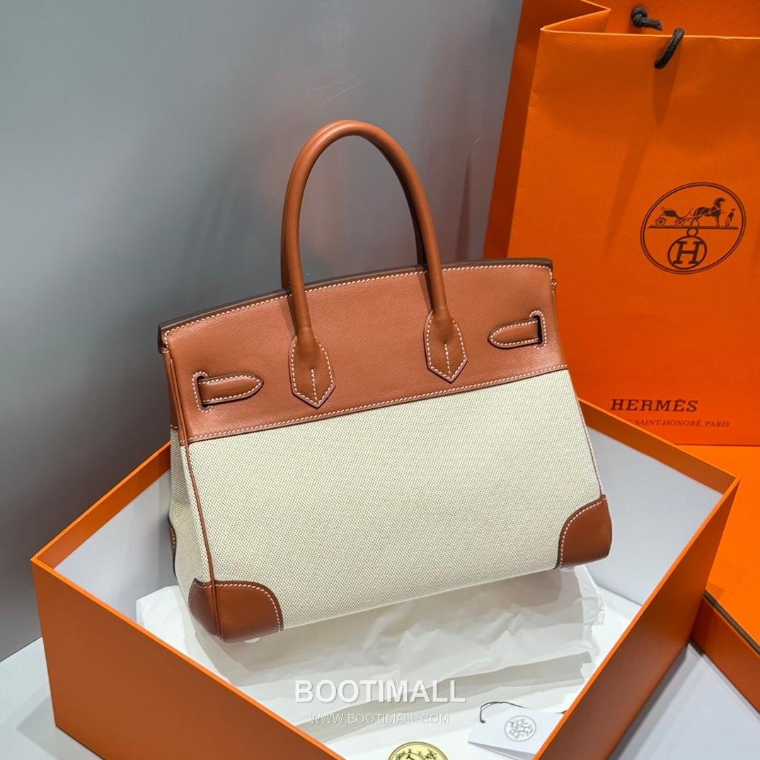 Hermes Birkin 30 Swift Leather Canvas Tote Bag with Flap Lock Detail 에르메스 버킨 30 스위프트 레더 캔버스 토트백 플랩락 12105018 30cm 5