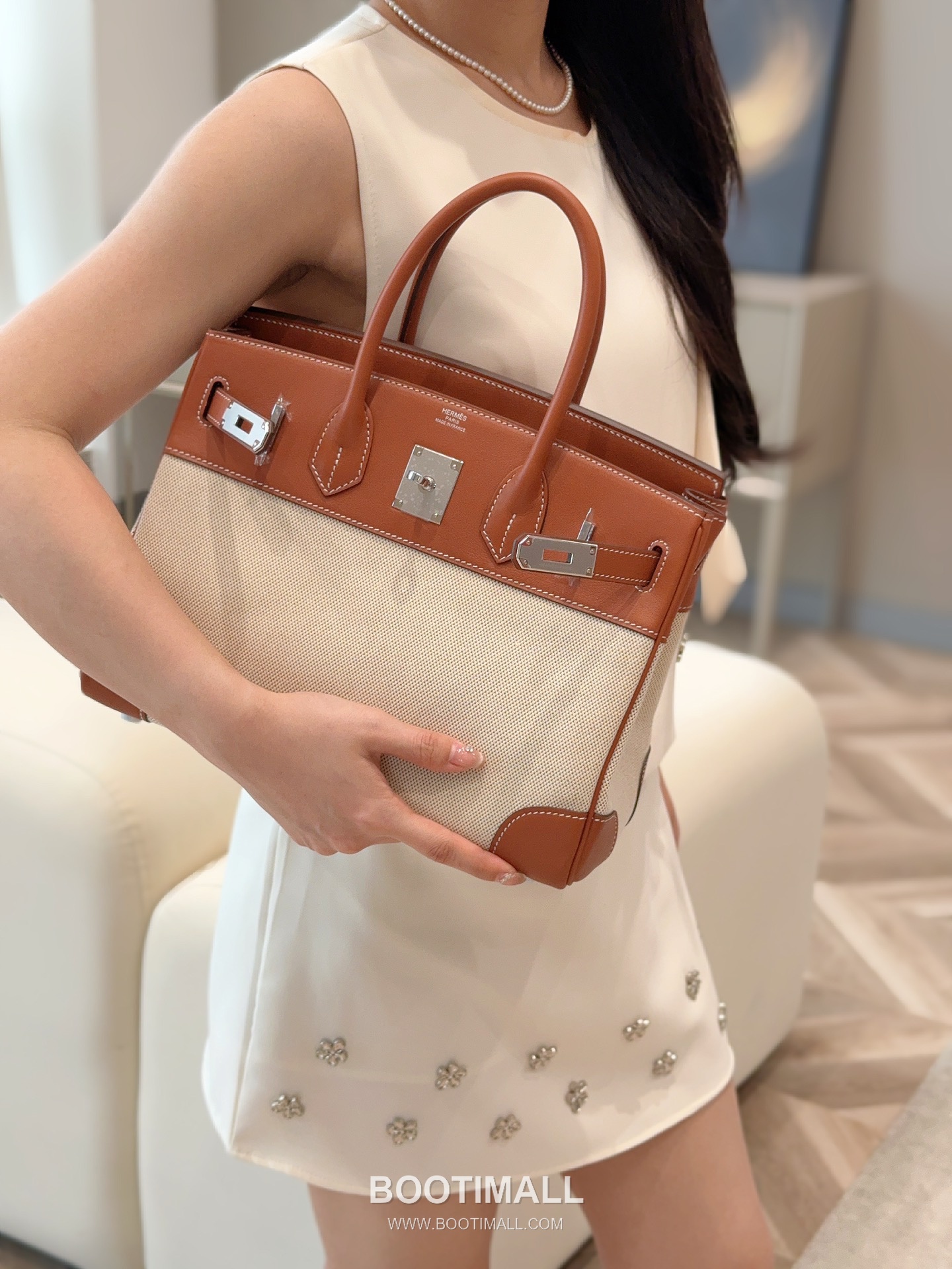 Hermes Birkin 30 Swift Leather Canvas Tote Bag with Flap Lock Detail 에르메스 버킨 30 스위프트 레더 캔버스 토트백 플랩락 12105018 30cm 18