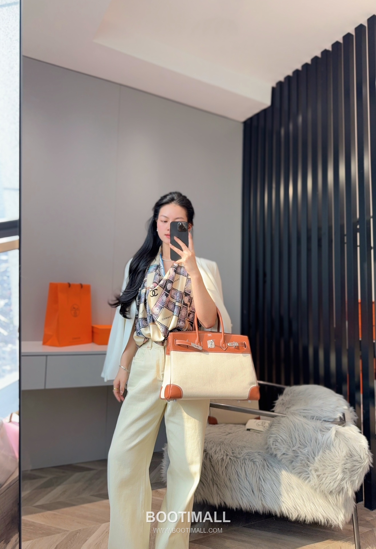 Hermes Birkin 35 Swift Leather Canvas Tote Bag with Flap Lock Detail 에르메스 버킨 35 스위프트 레더 캔버스 토트백 플랩락 12110013 35cm 1