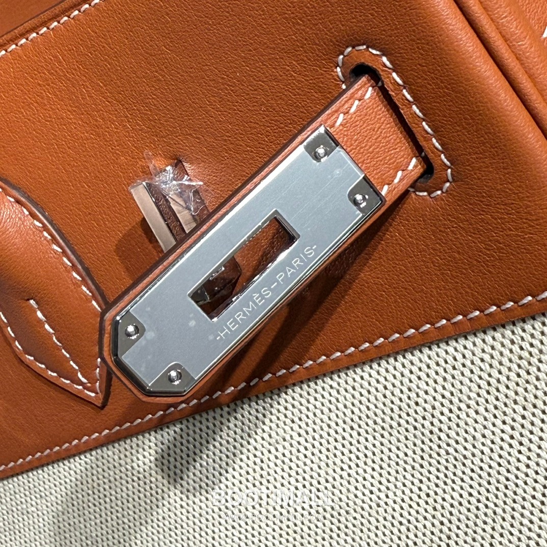 Hermes Birkin 35 Swift Leather Canvas Tote Bag with Flap Lock Detail 에르메스 버킨 35 스위프트 레더 캔버스 토트백 플랩락 12110013 35cm 7
