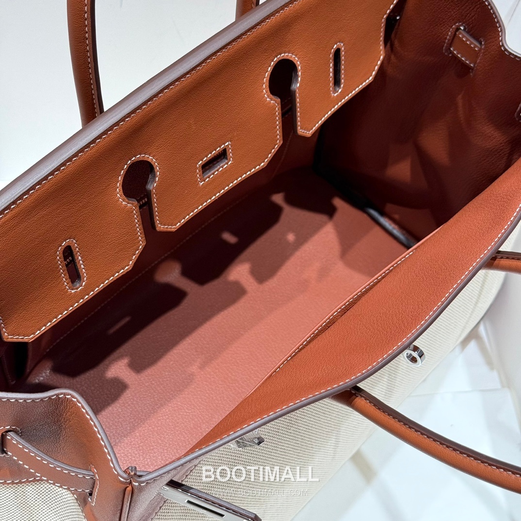 Hermes Birkin 35 Swift Leather Canvas Tote Bag with Flap Lock Detail 에르메스 버킨 35 스위프트 레더 캔버스 토트백 플랩락 12110013 35cm 12
