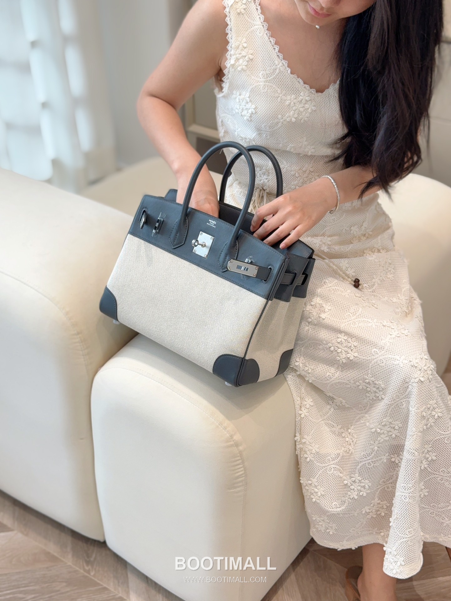 Hermes Birkin 30 Swift Leather Canvas Tote Bag with Flap Lock Detail 에르메스 버킨 30 스위프트 레더 캔버스 토트백 플랩락 12105018 30cm 4