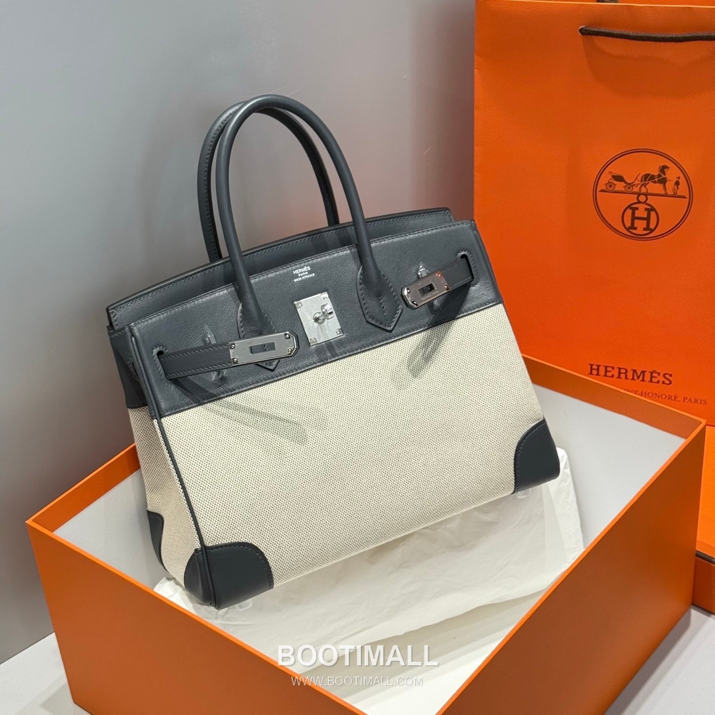 Hermes Birkin 30 Swift Leather Canvas Tote Bag with Flap Lock Detail 에르메스 버킨 30 스위프트 레더 캔버스 토트백 플랩락 12105018 30cm 8