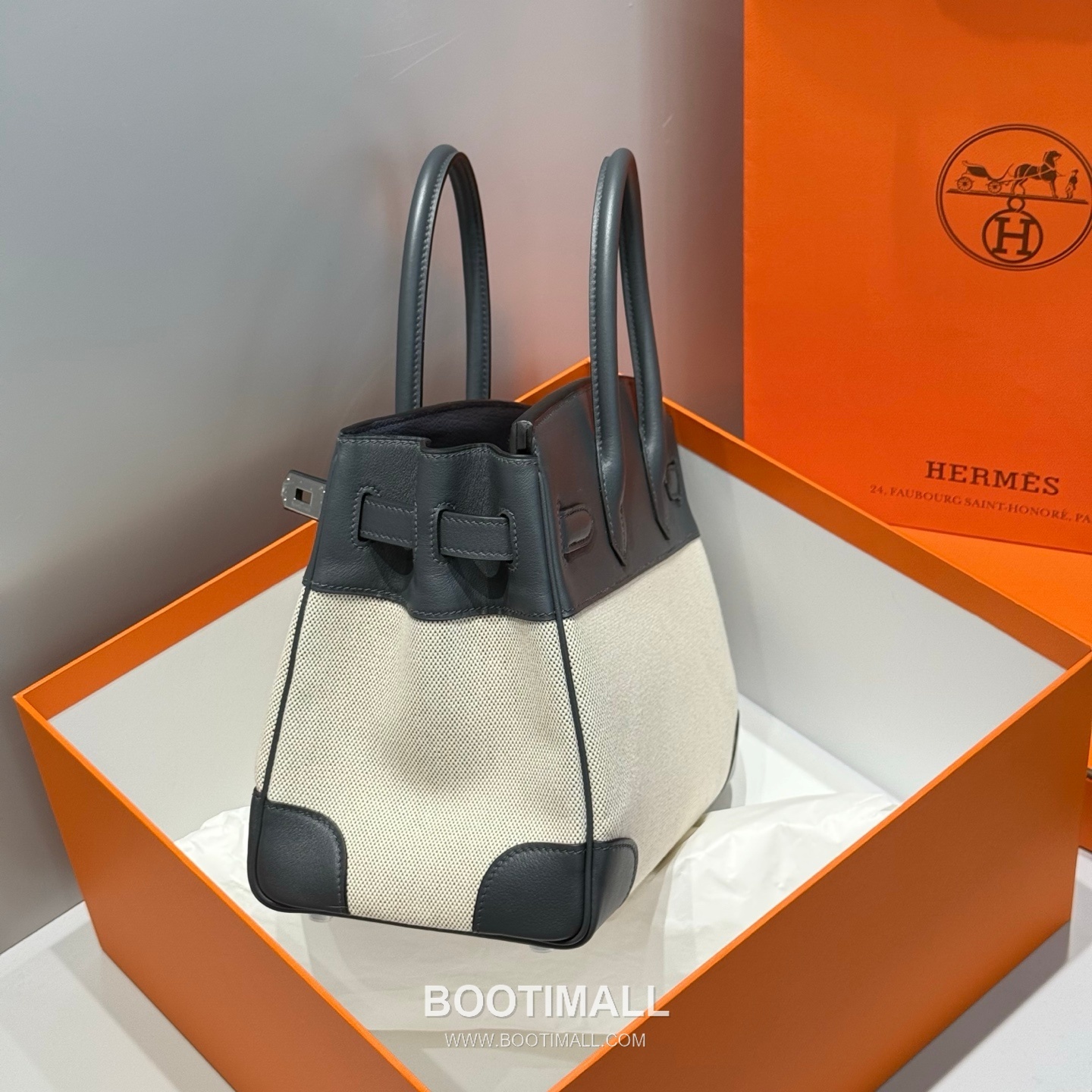 Hermes Birkin 30 Swift Leather Canvas Tote Bag with Flap Lock Detail 에르메스 버킨 30 스위프트 레더 캔버스 토트백 플랩락 12105018 30cm 9