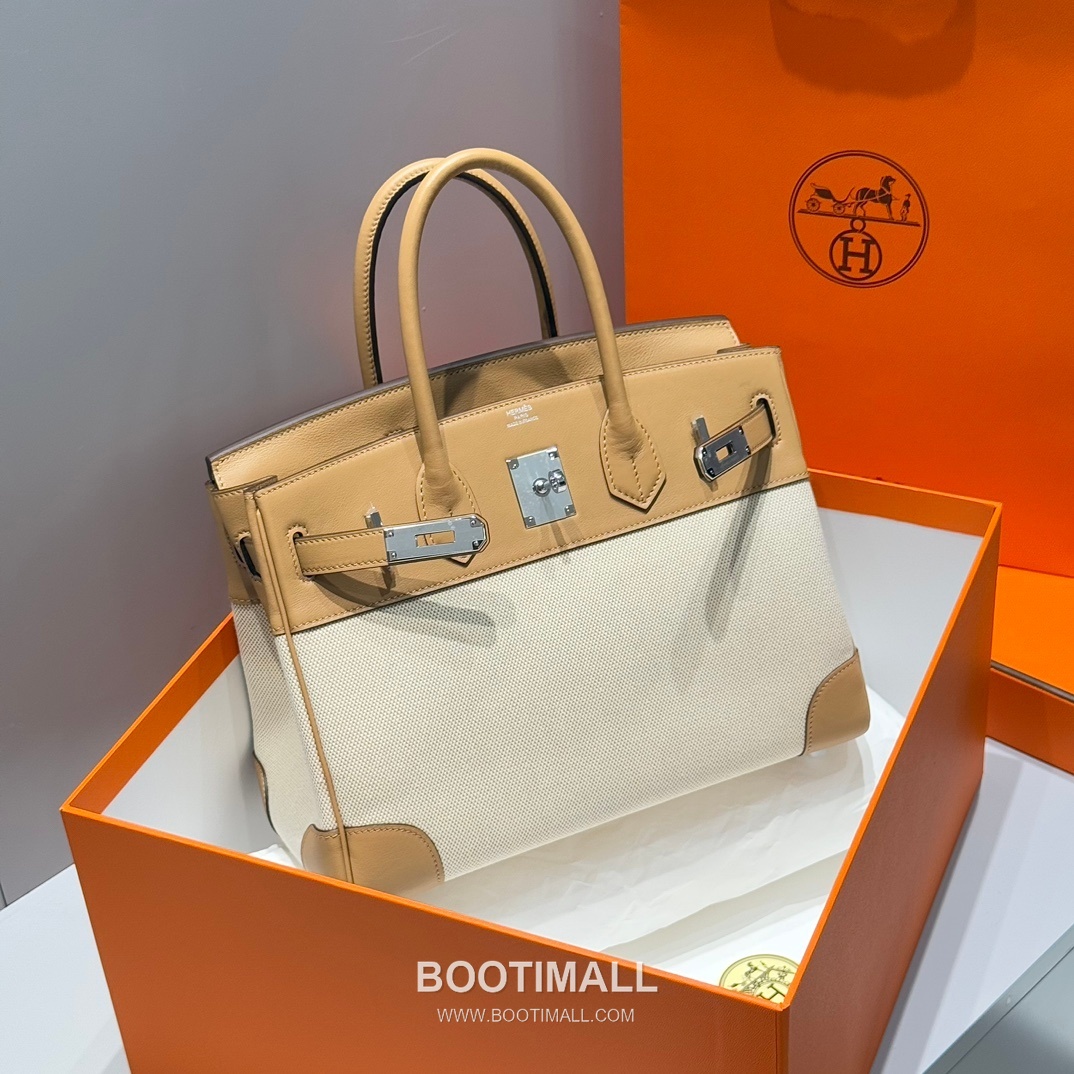 Hermes Birkin 30 Swift Leather Canvas Tote Bag with Flap Lock Detail 에르메스 버킨 30 스위프트 레더 캔버스 토트백 플랩락 12105018 30cm 8