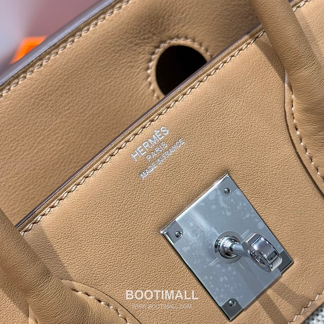 Hermes Birkin 30 Swift Leather Canvas Tote Bag with Flap Lock Detail 에르메스 버킨 30 스위프트 레더 캔버스 토트백 플랩락 12105018 30cm 13