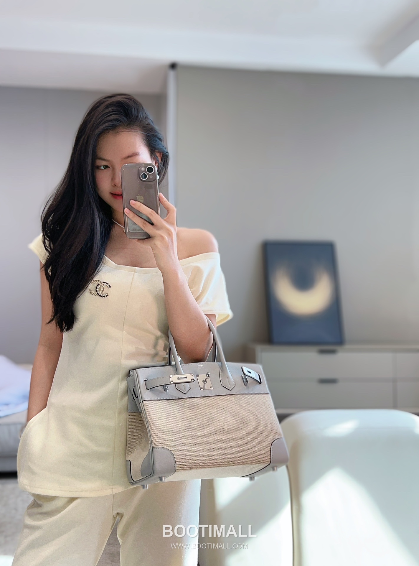 Hermes Birkin 30 Swift Leather Canvas Tote Bag with Flap Lock Detail 에르메스 버킨 30 스위프트 레더 캔버스 토트백 플랩락 12105018 30cm 1