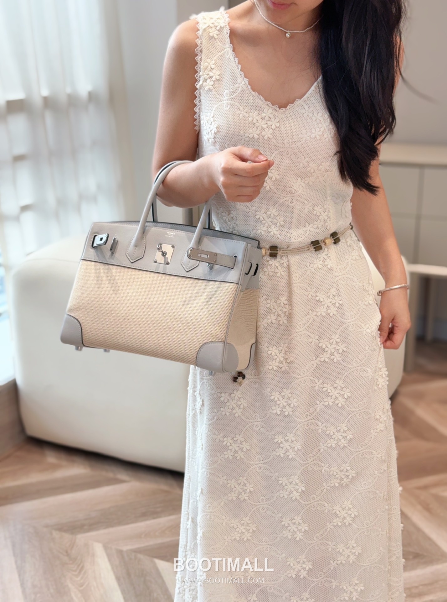 Hermes Birkin 30 Swift Leather Canvas Tote Bag with Flap Lock Detail 에르메스 버킨 30 스위프트 레더 캔버스 토트백 플랩락 12105018 30cm 13