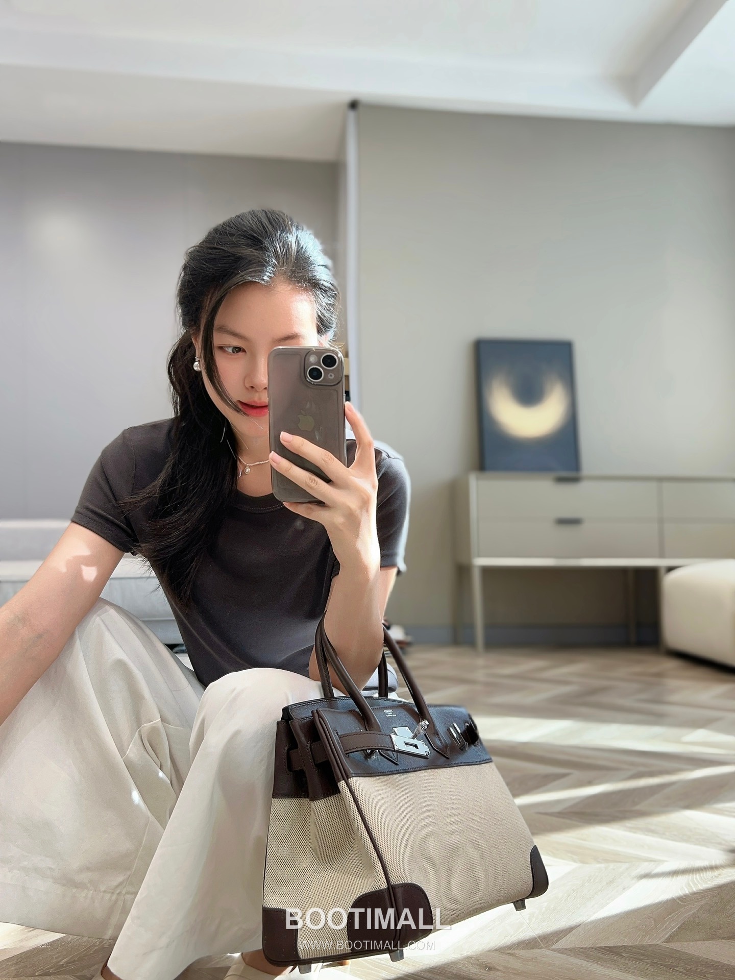 Hermes Birkin 30 Swift Leather Canvas Tote Bag with Flap Lock Detail 에르메스 버킨 30 스위프트 레더 캔버스 토트백 플랩락 12105018 30cm 1