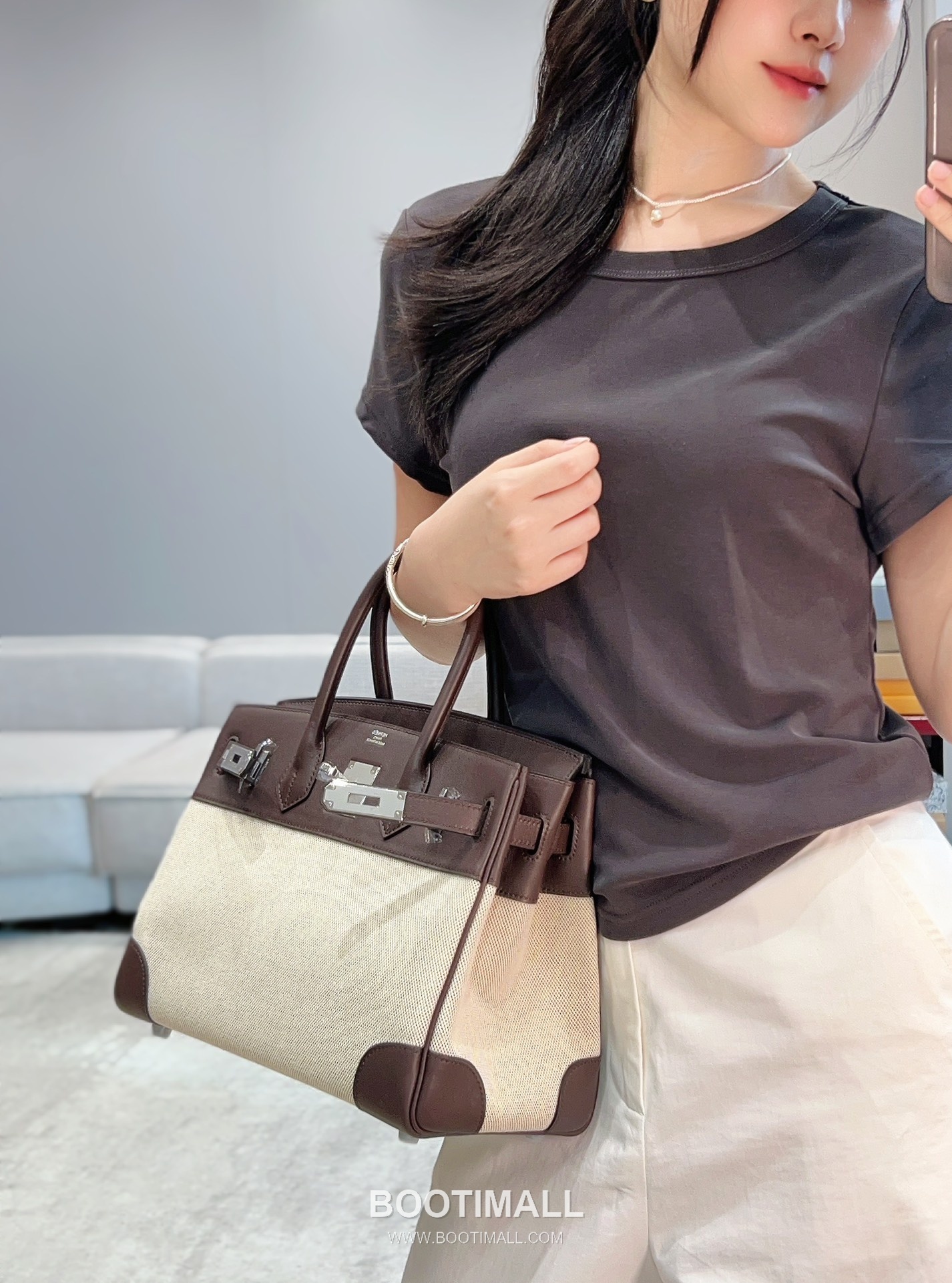 Hermes Birkin 30 Swift Leather Canvas Tote Bag with Flap Lock Detail 에르메스 버킨 30 스위프트 레더 캔버스 토트백 플랩락 12105018 30cm 3