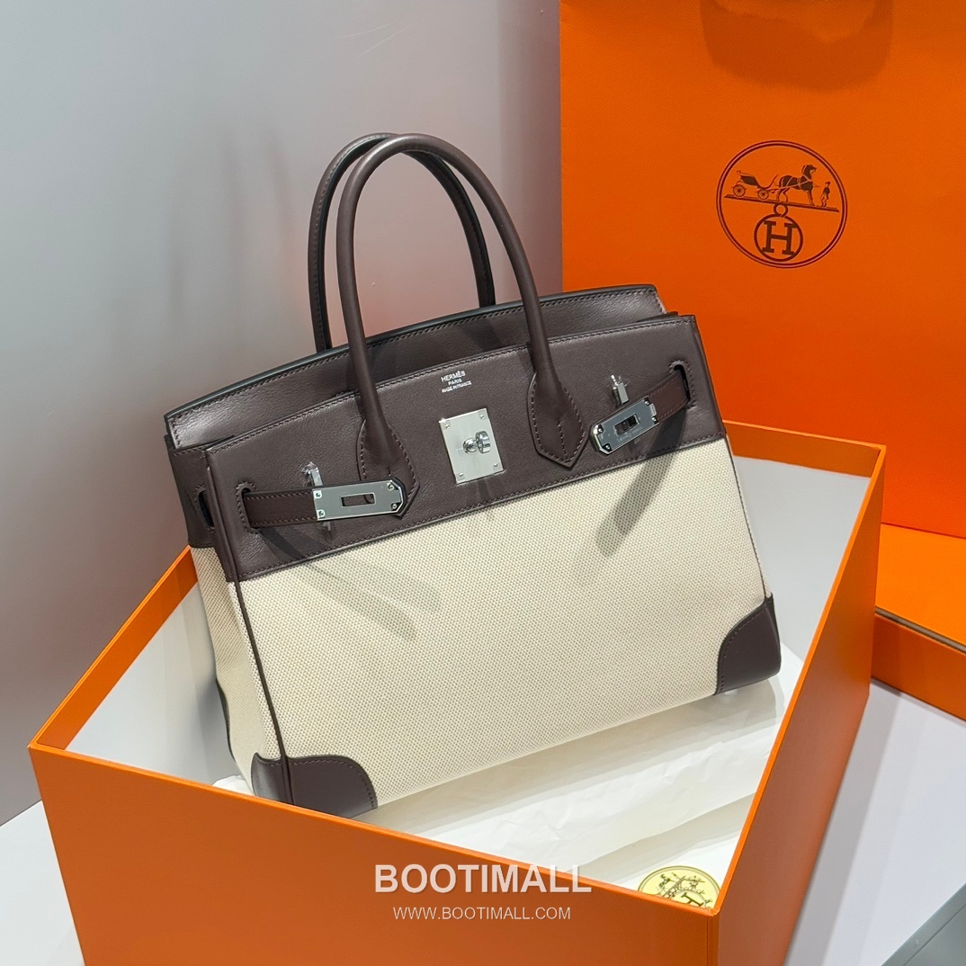 Hermes Birkin 30 Swift Leather Canvas Tote Bag with Flap Lock Detail 에르메스 버킨 30 스위프트 레더 캔버스 토트백 플랩락 12105018 30cm 8