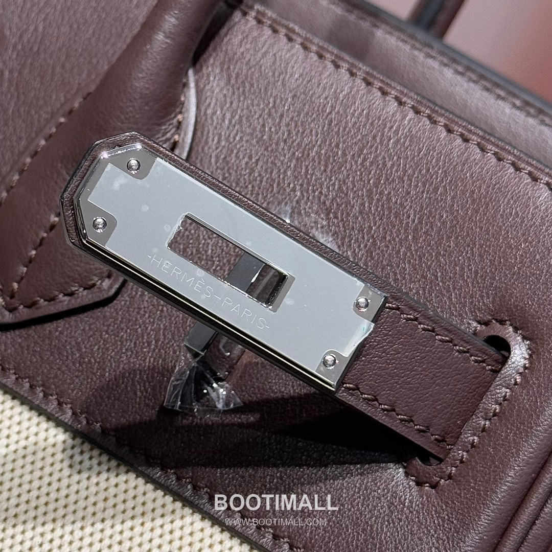 Hermes Birkin 30 Swift Leather Canvas Tote Bag with Flap Lock Detail 에르메스 버킨 30 스위프트 레더 캔버스 토트백 플랩락 12105018 30cm 11