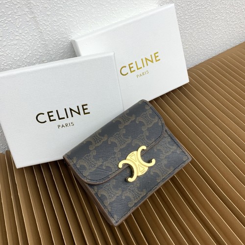 Celine Triomphe Canvas Lambskin Trim Business Card Holder 셀린느 트리옹프 캔버스 램스킨 트림 명함지갑 10062 10.5cm