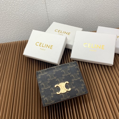 Celine Triomphe Canvas Calfskin Trim Business Card Holder 셀린느 트리옹프 캔버스 카프스킨 트림 명함지갑 10123 9cm