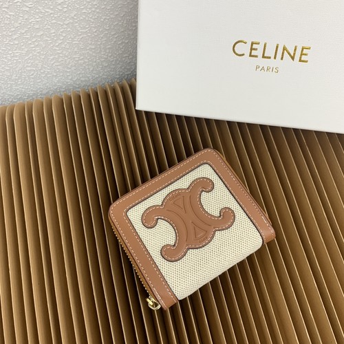Celine Triomphe Cuir Compact Zipped Wallet 셀린느 트리옹프 퀴르 컴팩트 지퍼 지갑 10533 10.5cm
