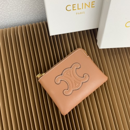 Celine Triomphe Smooth Calfskin Zipped Coin & Card Holder 셀린느 트리옹프 스무스 카프스킨 지퍼 코인 카드홀더 10663 13cm