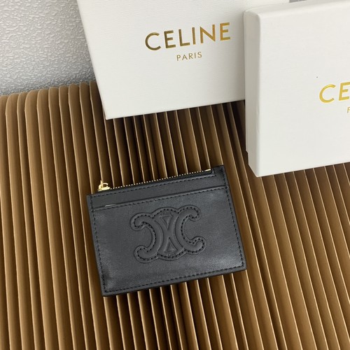 Celine Triomphe Glossy Calfskin Zipped Card Holder 셀린느 트리옹프 글로시 카프스킨 지퍼 카드홀더 10588 11cm