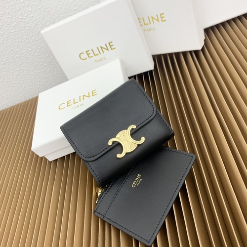 Celine Triomphe Glossy Calfskin Small Wallet with Coin Pouch 셀린느 트리옹프 글로시 카프스킨 스몰 지갑 16332 9.5cm