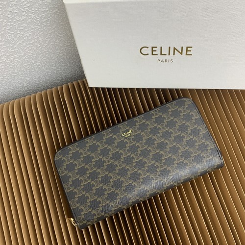 Celine Triomphe Canvas C Charm Large Zipped Wallet 셀린느 트리옹프 캔버스 C 참 라지 지퍼 지갑 10552 19cm